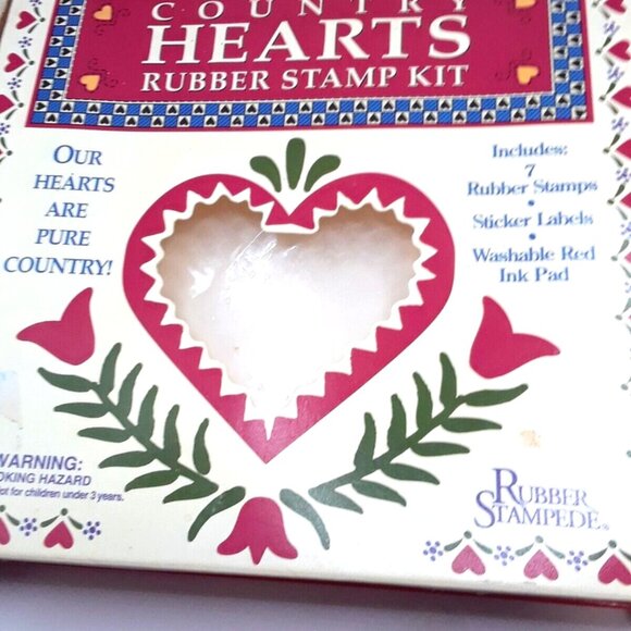 Country Hearts Rubber Stamp Set + Happy Birthday Stamp Set +2 Ink Pads Vintage - Picture 9 of 10